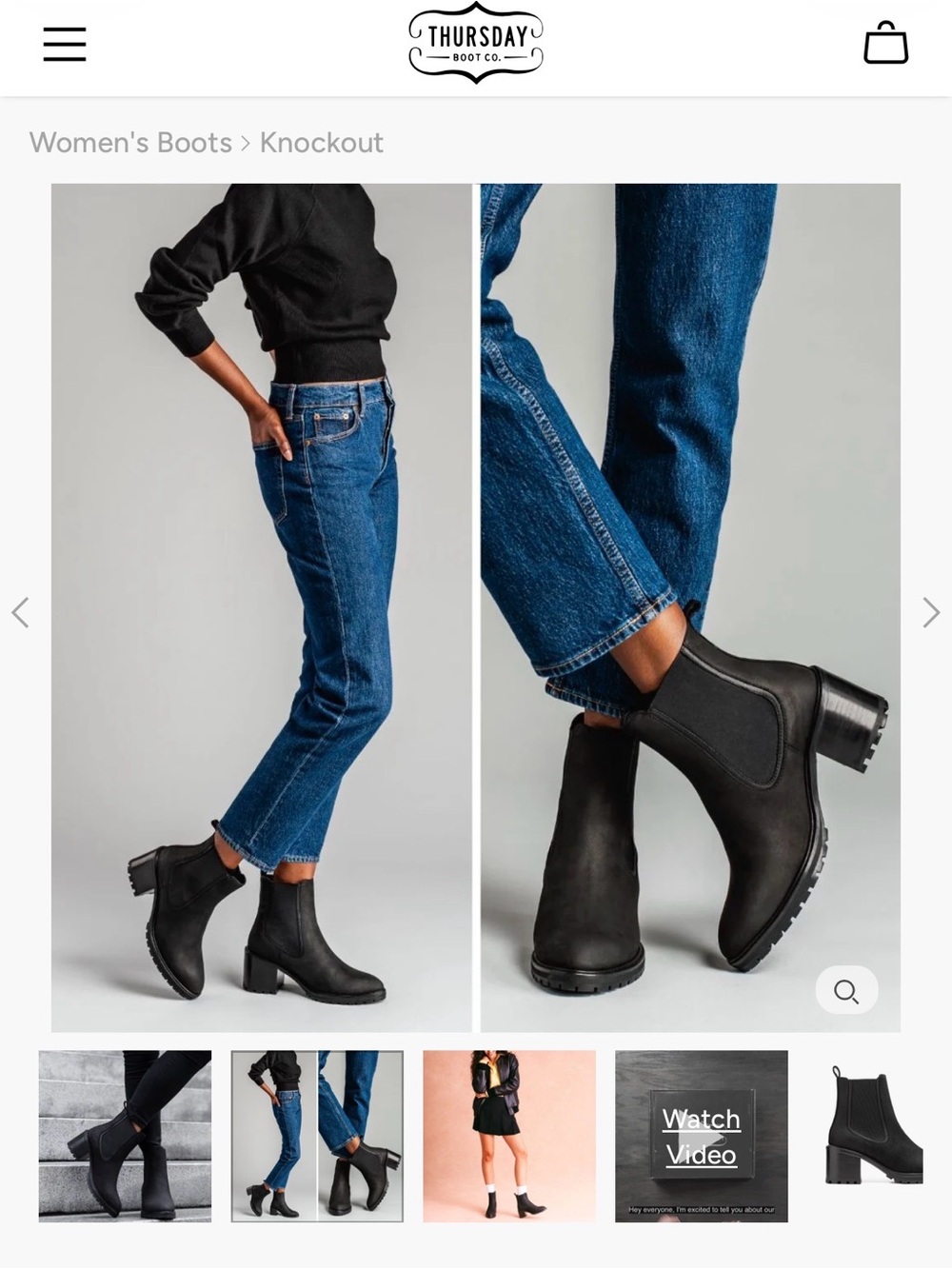 Thursday Boot Co Knockout Black Leather Chelsea Boots Women’s 8.5 - Picture 11 of 11